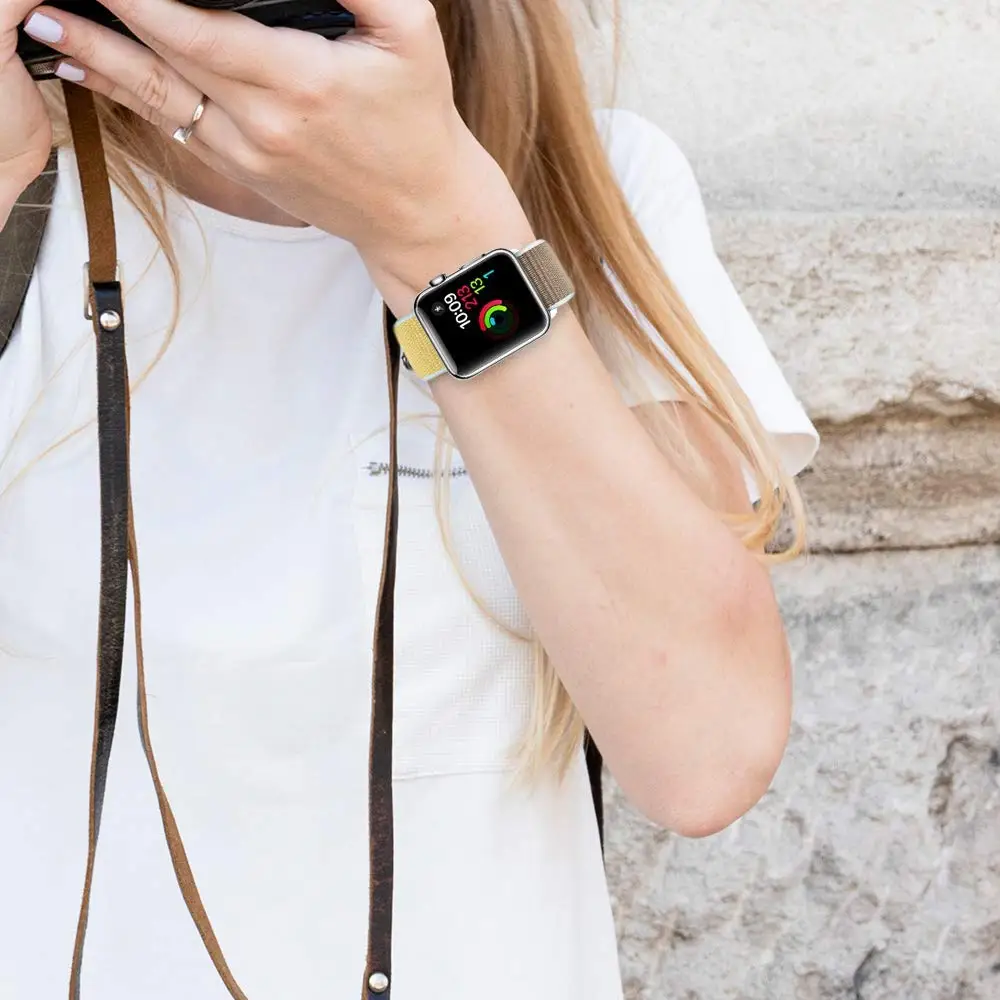Ремешок для Apple Watch Series 4 3/2/1 полосы 38 мм 42 мм нейлон мягкая дышащая сменная Спортивная петля для iwatch 4 3 2 1 40 мм 44 мм