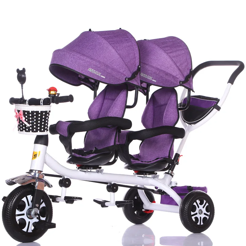 

Children's Tricycle Twin Wheelbarrow Double Baby Bicycle Baby Stroller Kid Kick Scooter Trikes