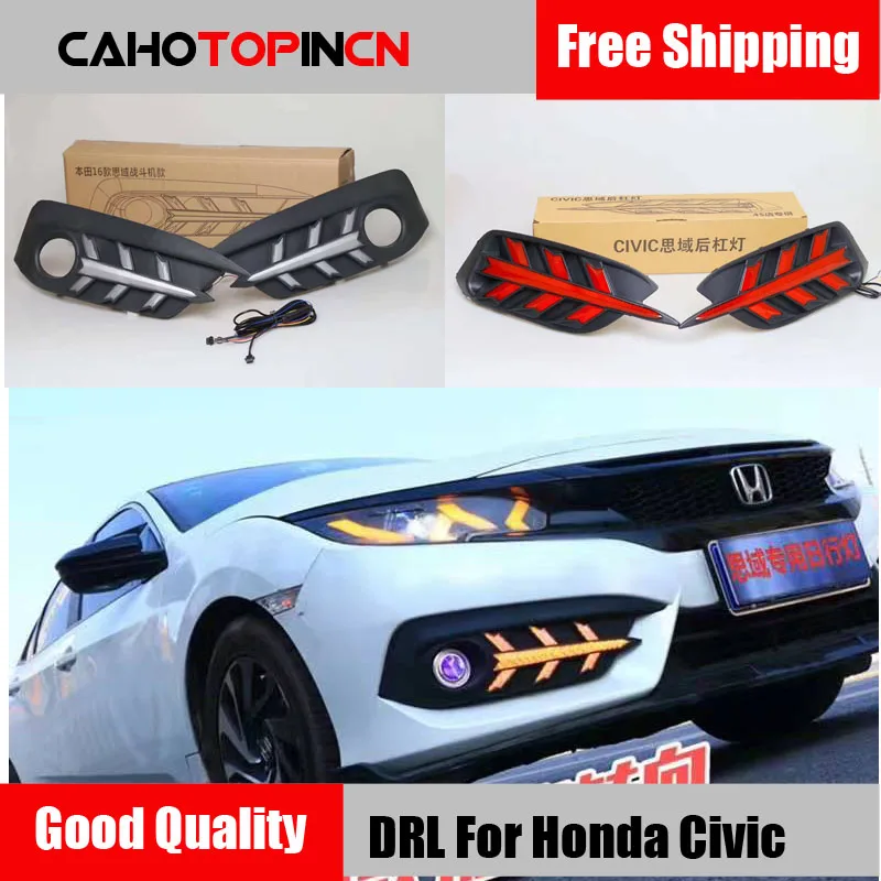Светодиодный ные дневные хосветильник огни для Honda Civic 2016 2017 2018 противотуманные