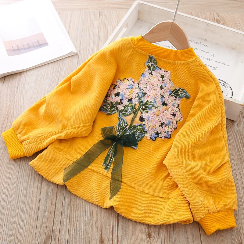 Menoea/Новая Осенняя ветровка с галстуком-бабочкой Детская верхняя одежда вышивкой