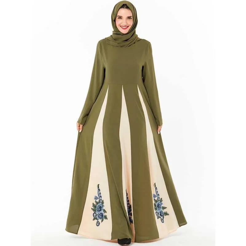 

Абая арабских размера плюс женское кольцо с зеленым в этническом китайском стиле с Вышивкой Контрастного Цвет мусульманский длинная юбка с...