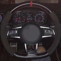 car steering wheel cover diy black carbon fiber suede for volkswagen golf 7 gti golf r mk7 vw polo gti scirocco 2015 2016