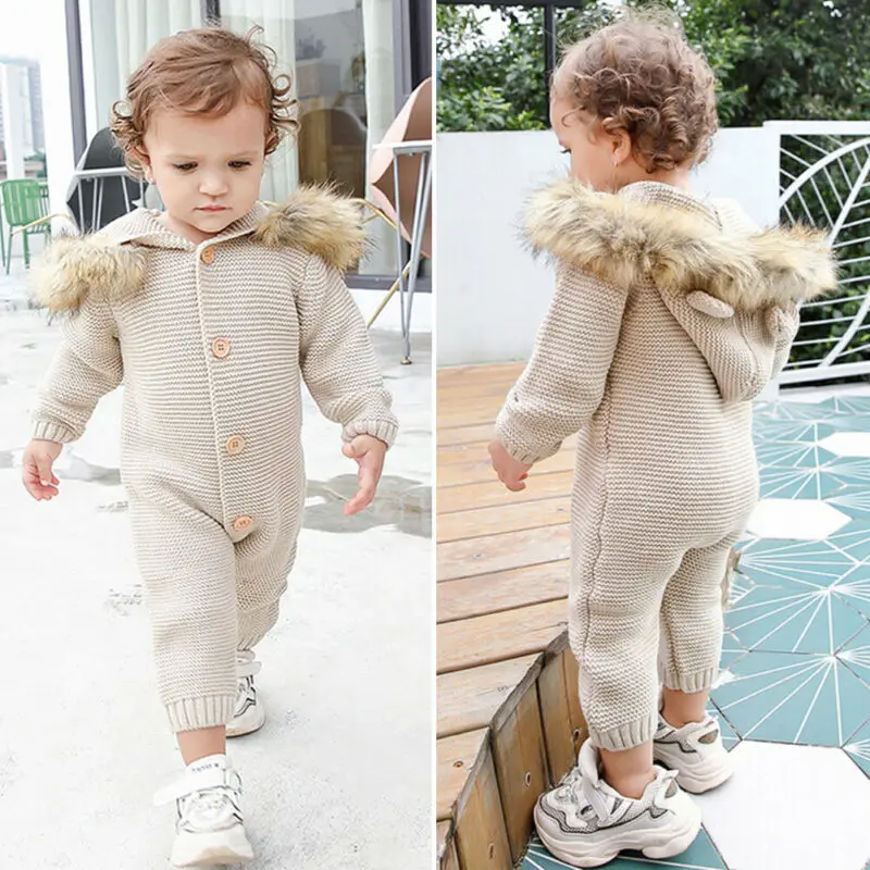 Комбинезон детский зимний трикотажный с капюшоном и длинным рукавом на возраст