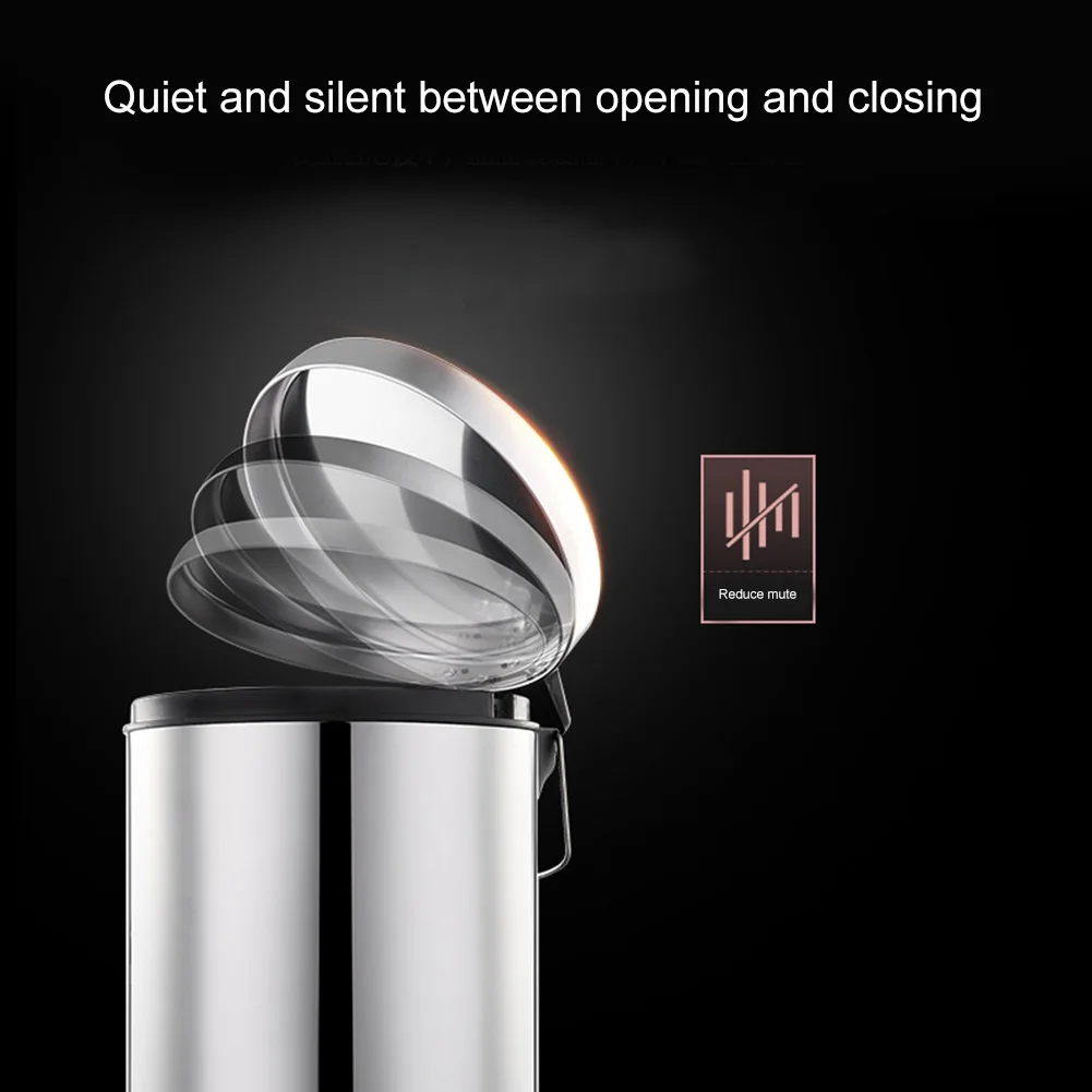 Круглый Нержавеющая сталь шаг мусорное ведро мусорной корзины мусорного