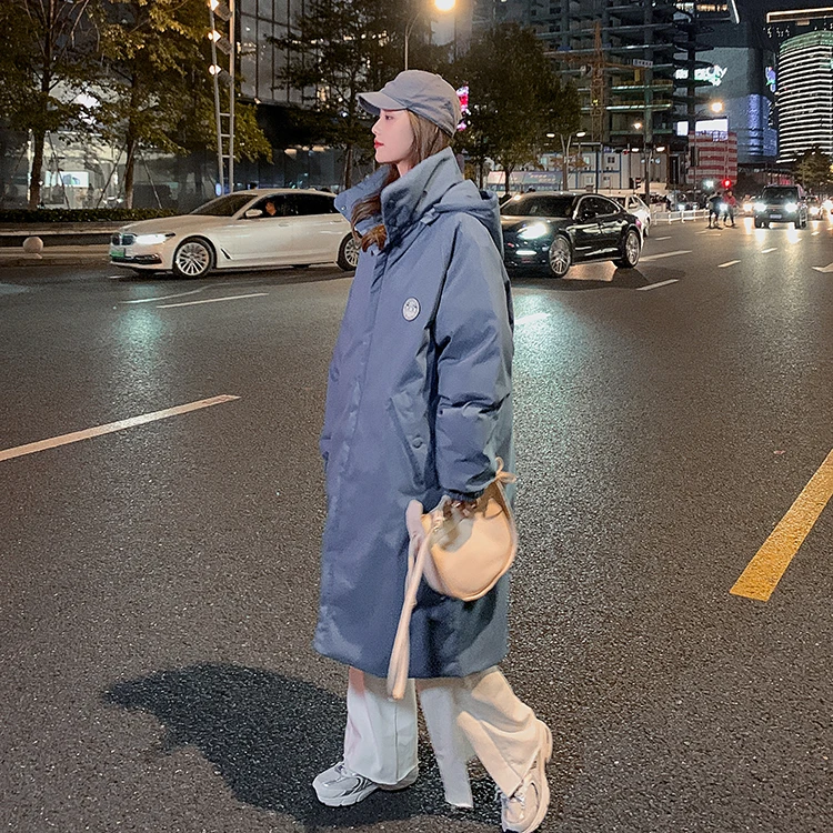 

Women Solid Long Parkas Hooded Korean Style Stand Collar 2020 New Winter Black Jacket Outwear Casual Thick Warm Ladies Coats
