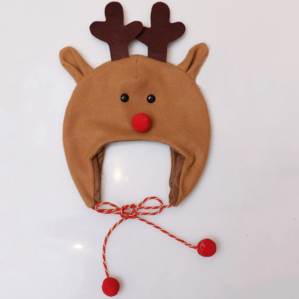 Шапка детская с длинным шнурком теплая шапка мультяшным рисунком снега оленя для