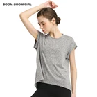 Летняя модная женская футболка для йоги, ударопрочная Сексуальная Спортивная футболка с коротким рукавом для фитнеса и бега, Свободный Топ с вырезами и узлом на спине