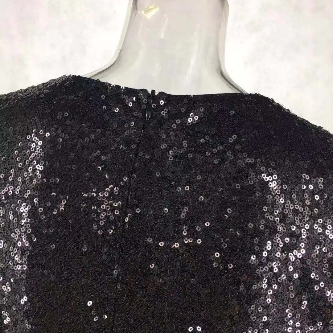 Женское короткое платье с блестками NATTEMAID черное Клубное облегающее длинным