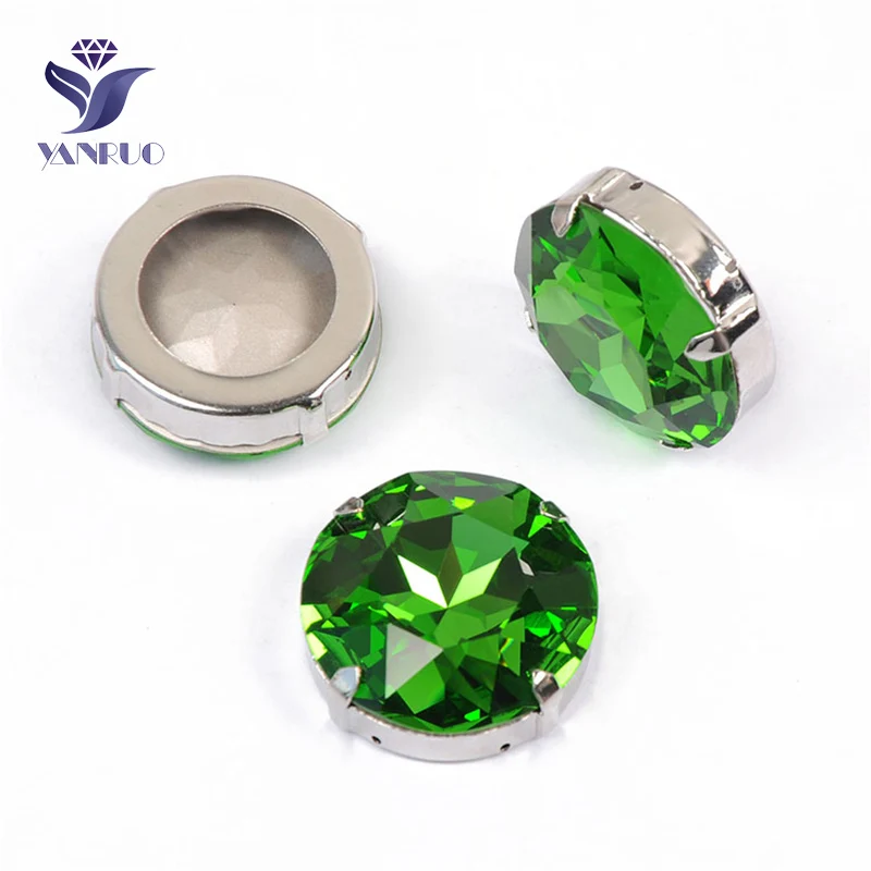 Peridot Yanruo 1201 круглая нашивная СТРАЗА стеклянные поделки камни и кристаллы Точка назад большие стразы для украшения - Цвет: Peridot