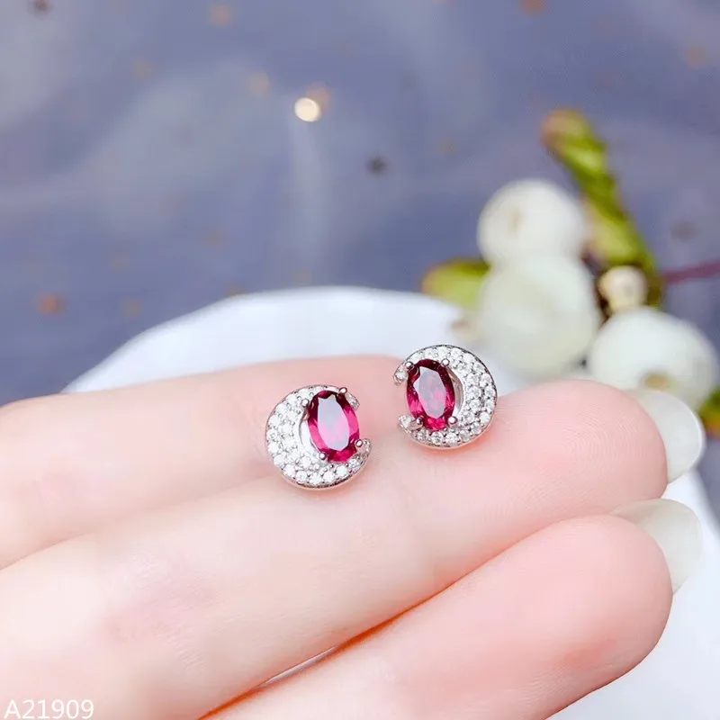 

KJJEAXCMY fine jewelry 925 sterling silver inlaid natural magnesium aluminum garnet gemstone earrings support detection luxury n