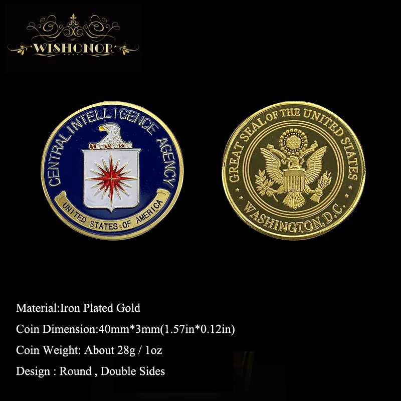 Wishonor Центрального разведывательного управления США Монета 24k позолоченная