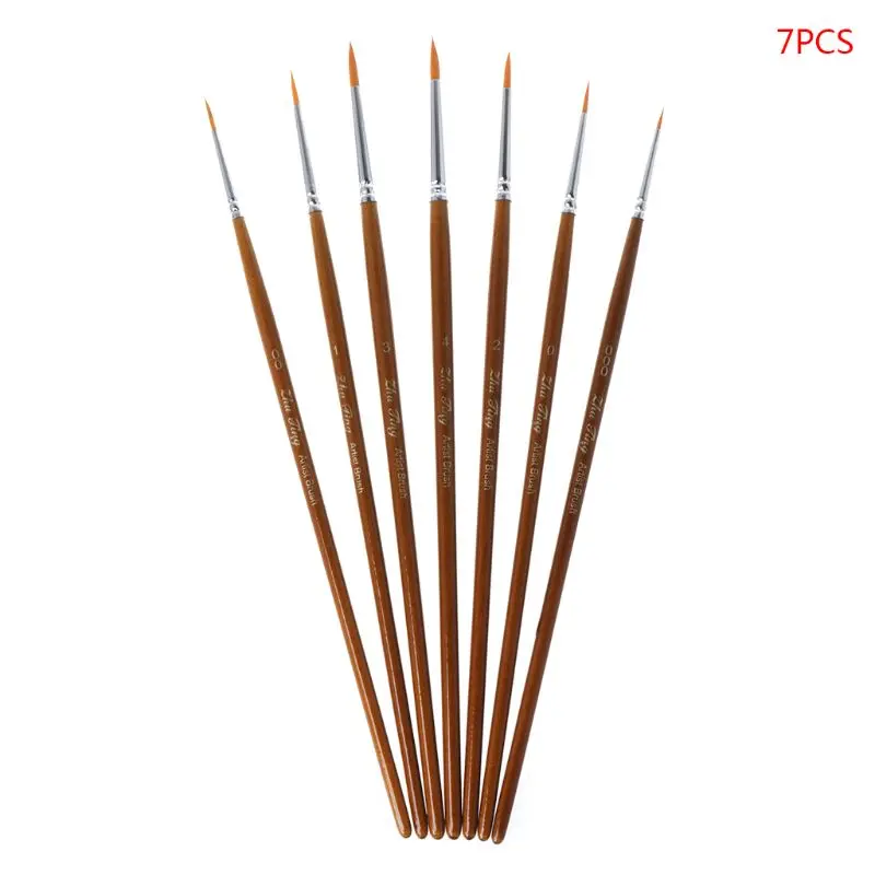 

7pcs/set Professional Detail Paint Brush Fine Pointed Tip Miniature Brushes For Acrylic Watercolor Oil Drawing Kits