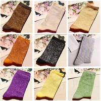 1 pair of gold and silver glitter fashion womens socks summer thin trendy breathable cool socks korean style personality socks