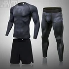 Мужская одежда для бодибилдинга, Облегающая рубашка с длинным рукавом, леггинсы, спортивный костюм, компрессионная рубашка, штаны, комплект для тренировок, фитнеса, спортивная одежда
