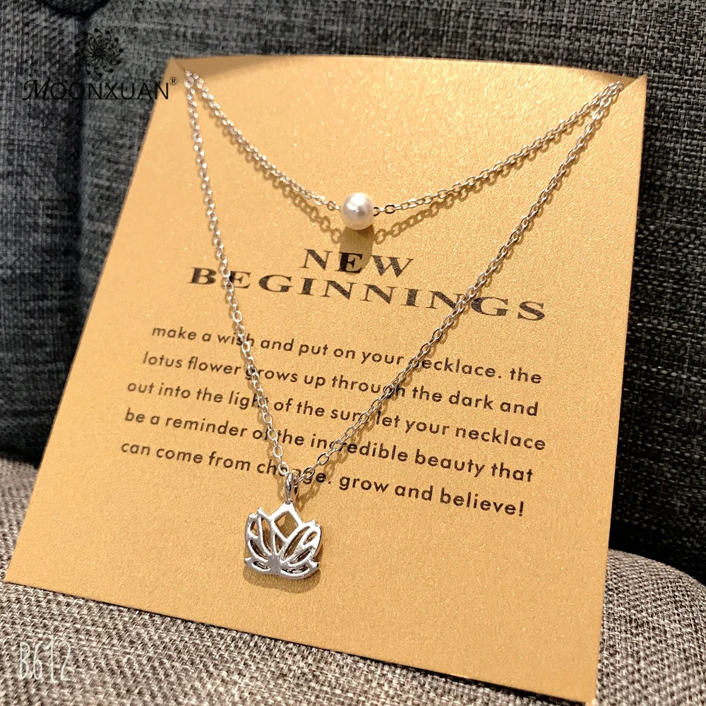 Новые начинания слоистых жемчужин цветок лотоса ожерелья ювелирные изделия