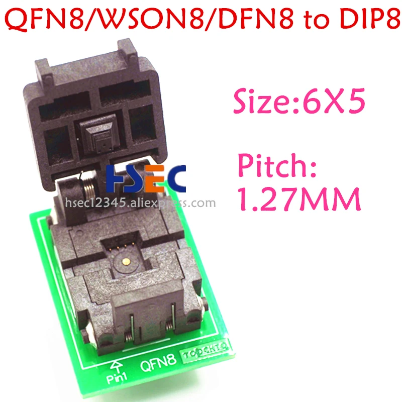 Оригинальная розетка QFN8 6x5 мм WSON8 DFN8 MLF8 к адаптеру DIP8 тестовый чип ic шаг 1 27