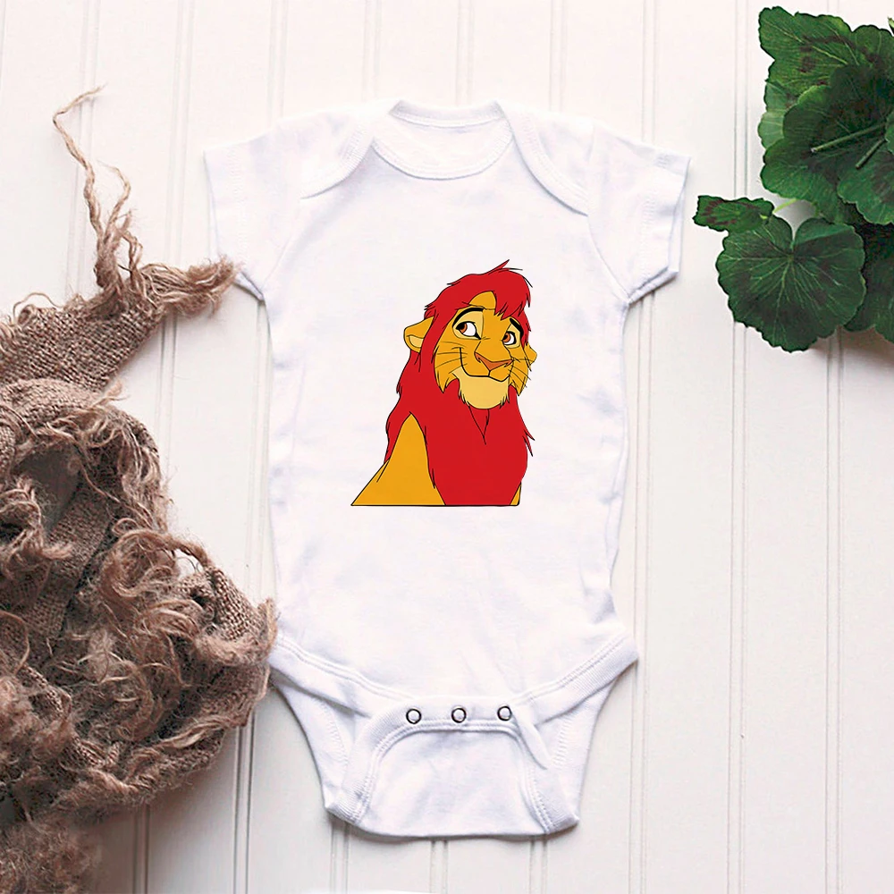 Baby Romper Cartoon The Lion King Kawaii Simba Fashion Toddler Clothes Harajuku Short Sleeve Newborn Bodysuit Infant Jumpsuits