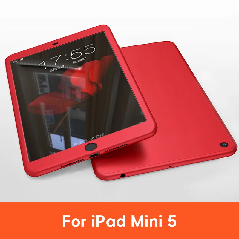 New iPad mini 5 RD Силиконовые 360 Полное покрытие чехол для iPad 10,2 9,7 чехол для iPad mini, 4, 5, Чехол для iPad Pro 10,5 воздуха на возраст 1, 2, 3, со стеклом - Цвет: New iPad mini 5 RD