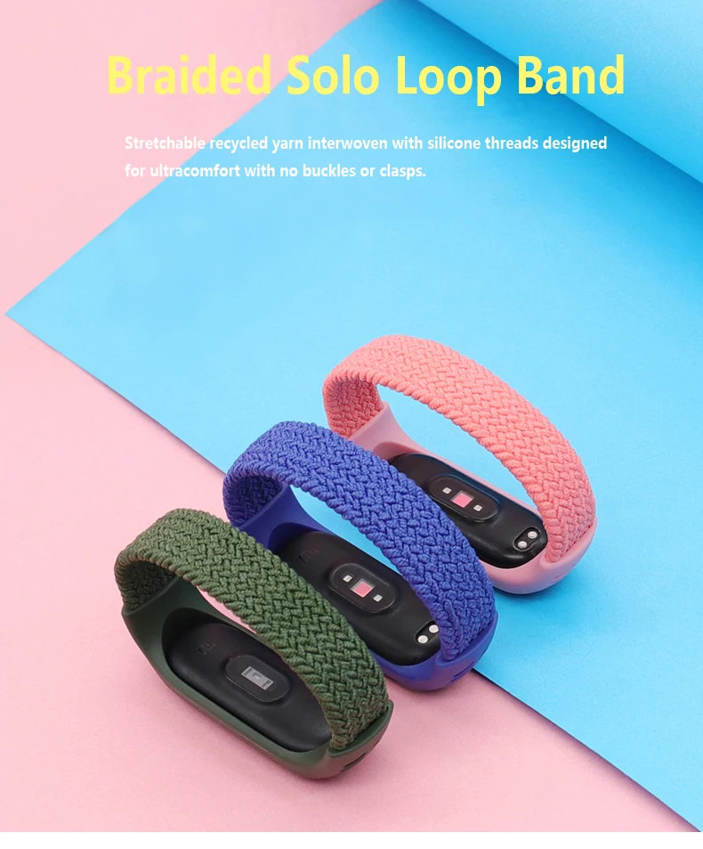 

Bracelet for Mi band 6 Strap Braided Solo Loop fabric Nylon bracelet Mi band 5 Miband 6 Wristband for xiaomi Mi band 4 3 strap