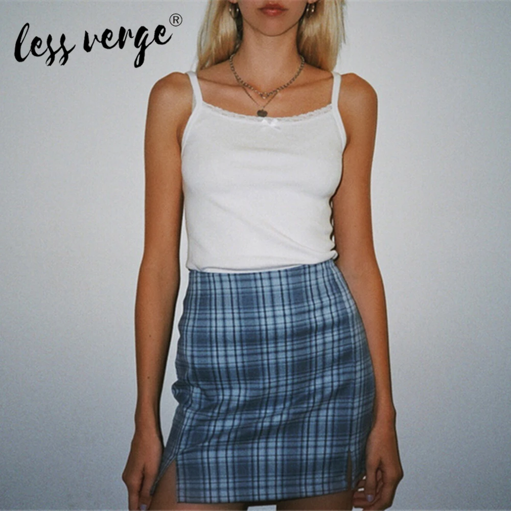Новая модная женская юбка Lessverge с высокой талией в клетку повседневная уличном