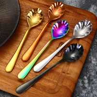 shell shape stainless steel spoon teaspoons coffee spoons ice cream sugar dessert spoons tableware kitchen accessories