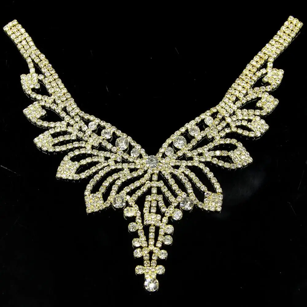 

20Pcs Wedding Rhinestone Collar Neckline Bridal Belt Crystal Rhinestones Applique Beaded Dress Sash