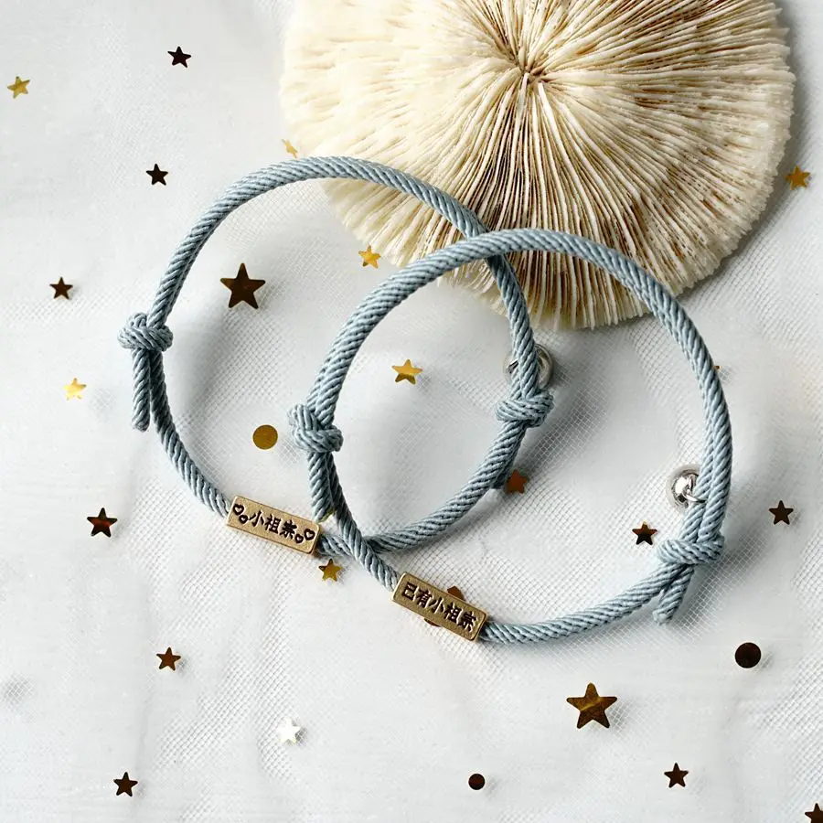 

Milan Rope Couple Bracelet Magnet Chinese Character Hand Rope Valentine's Day Gift #7A4162