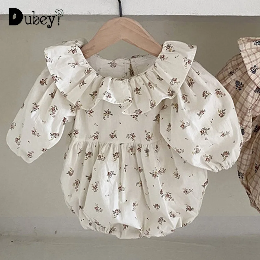 

Корейский комбинезон для маленьких девочек с оборками, цельный комбинезон, Одежда для новорожденных девочек, одежда принцессы с длинным рукавом, детская одежда