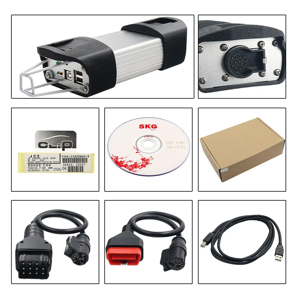 

OBD2 For Renault Can Clip V207 Diagnostic Interface With CYPRESS AN2131QC Golden PCB Reprog V191 Dialogys For Renault 1998-2019