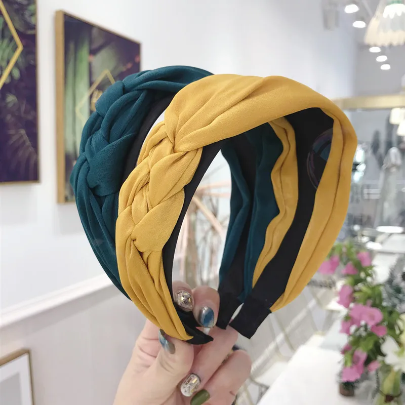 

Корейский бутик лента для волос Ткань cкручивание плетение волос Twist Weaving ободок Девушки Женщины обруч для волос аксессуары для волос резинк...