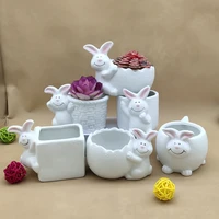 cartoon rabbit look succulent plant flowerpot home bonsai decoration ceramic animal flowerpot crafts potted pottery decorative