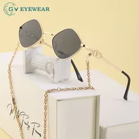 2021 Sunglass Frames For Women With Chain Vintage Eyewear Anti-glare Driving Glasses Small Irregular Alloy UV400 Eyeglasses