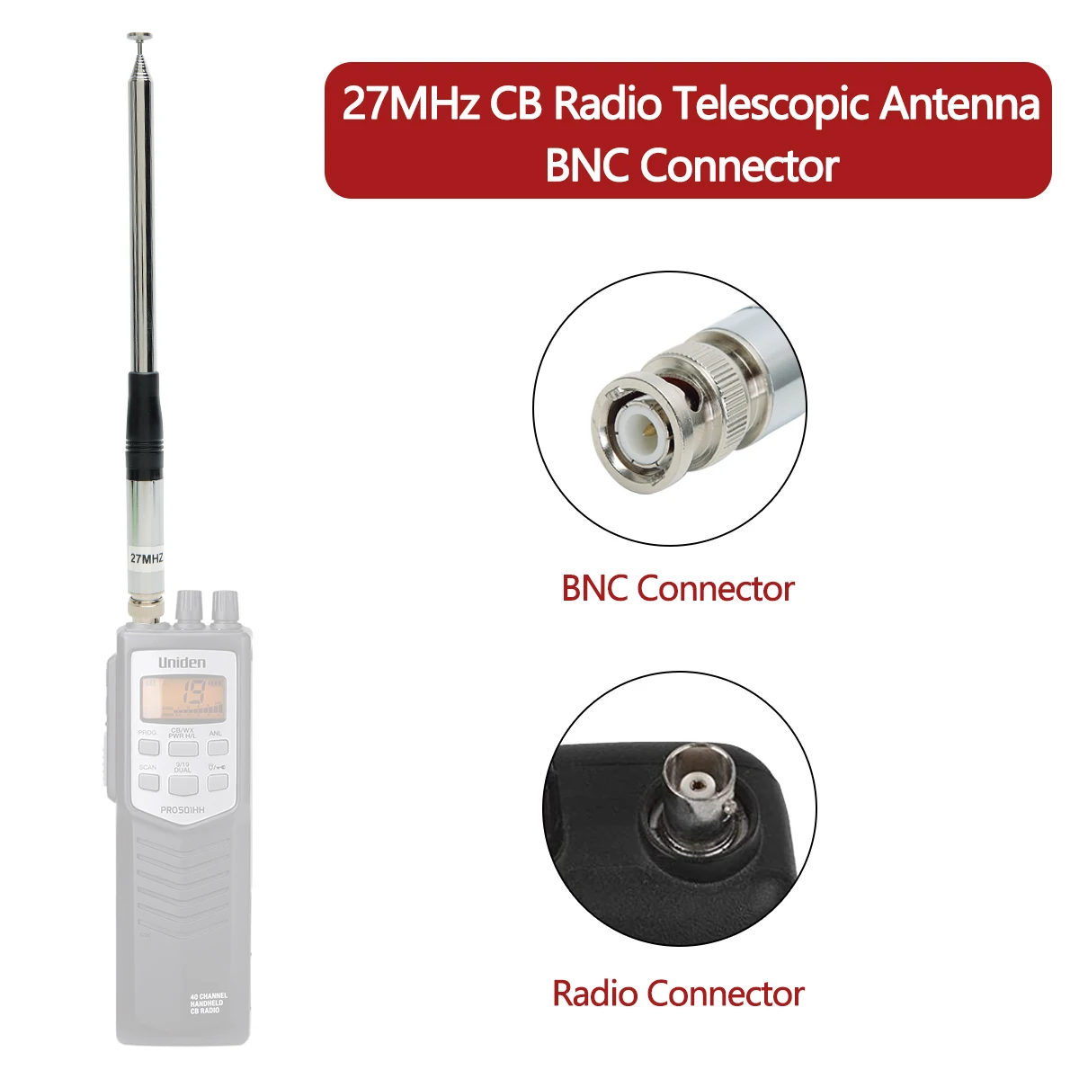 Портативная Cb-антенна ABBREE 27 МГц с разъемом BNC совместимая портативным CB-радио Cobra