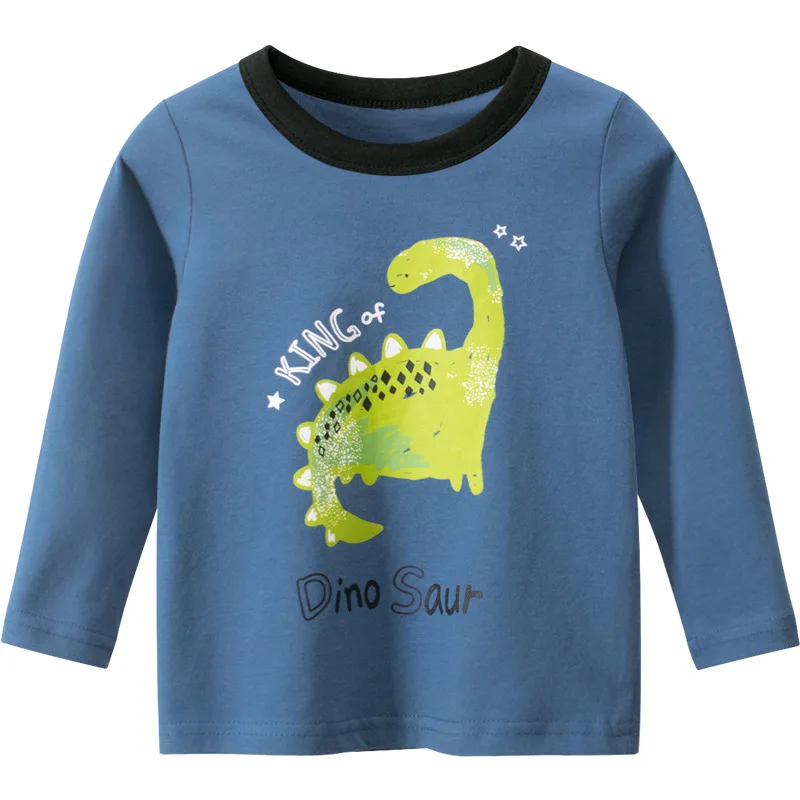 

100% Cotton Kids T-Shirts Children Tops Clothes Tee Baby Boys Long Sleeve Tshirt 2-9 Years Old Child Clothing