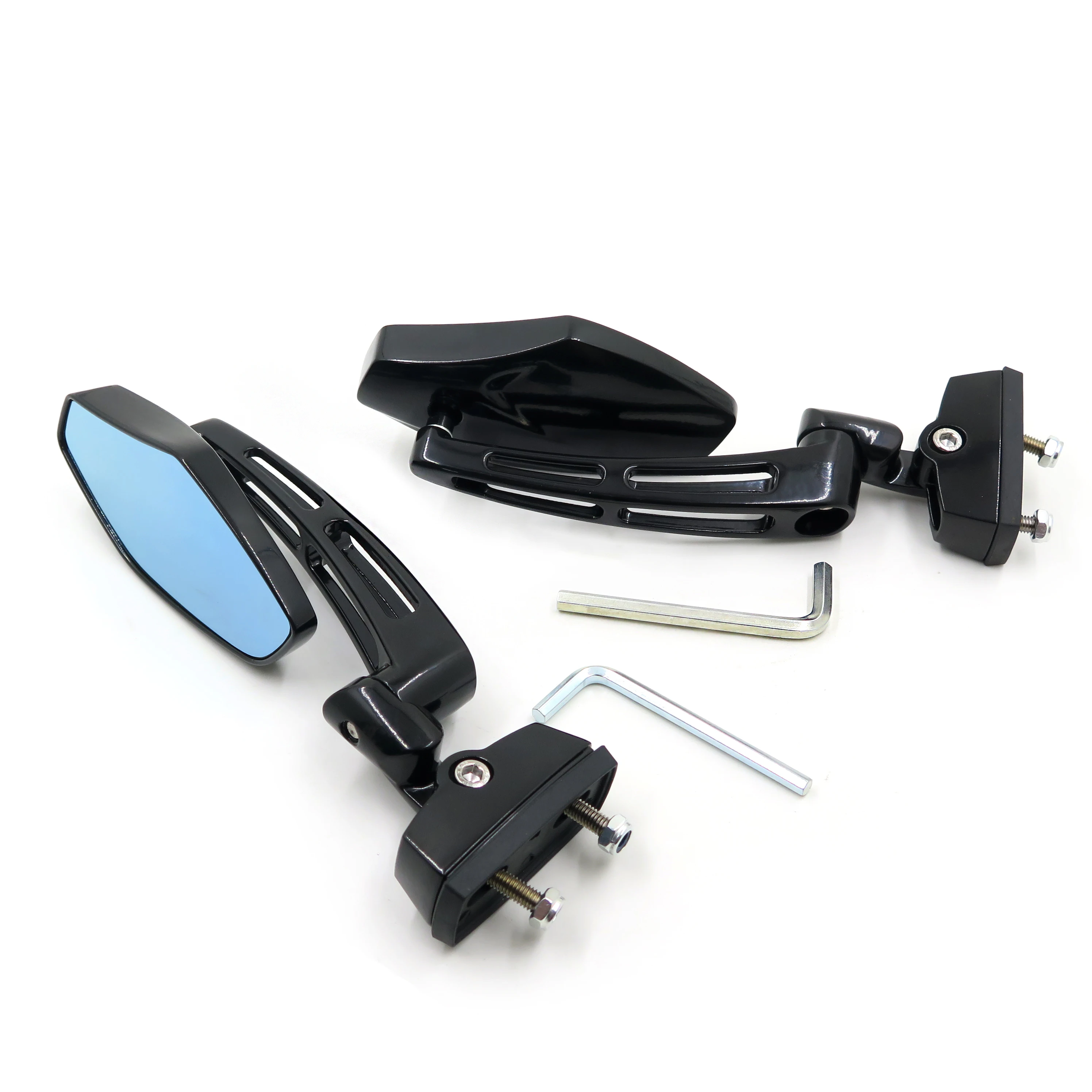 Черные алюминиевые боковые зеркала заднего вида 6 мм с ЧПУ для мотоциклов Yamaha XVS1100