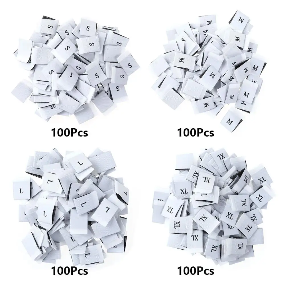 

400Pcs S/M/L/XL Clothing Labels Custom Garment Size Tags Handmade Woven Shirts Clothes Etiquetas DIY Sewing Fabric Apparel Marks