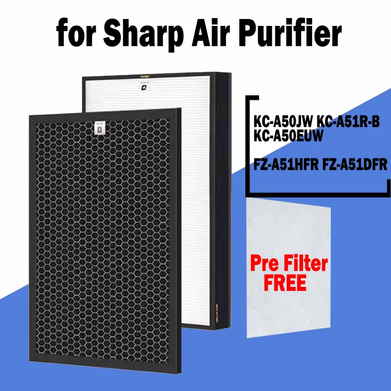 

Replacement HEPA Activated Carbon Filter for Sharp FZ-A51HFR FZ-A51DFR KC-A50JW KC-A51R-B KC-A50EUW Air Purifier 400x245 mm 2pcs