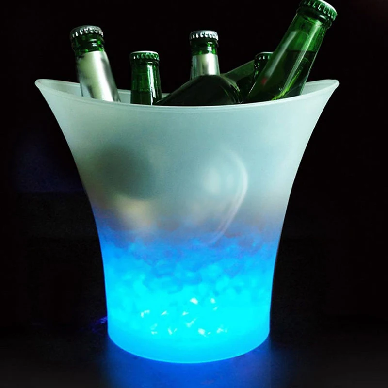 

5L Glowing LED Ice Bucket 7-Color Champagne Wine Drinks Beer Ice Cooler for Restaurant Bars Nightclubs KTV Pub Party