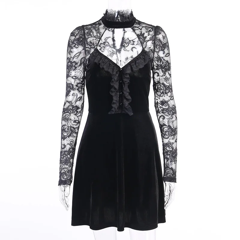 Женское винтажное облегающее мини-платье Gothblack черное платье в готическом стиле