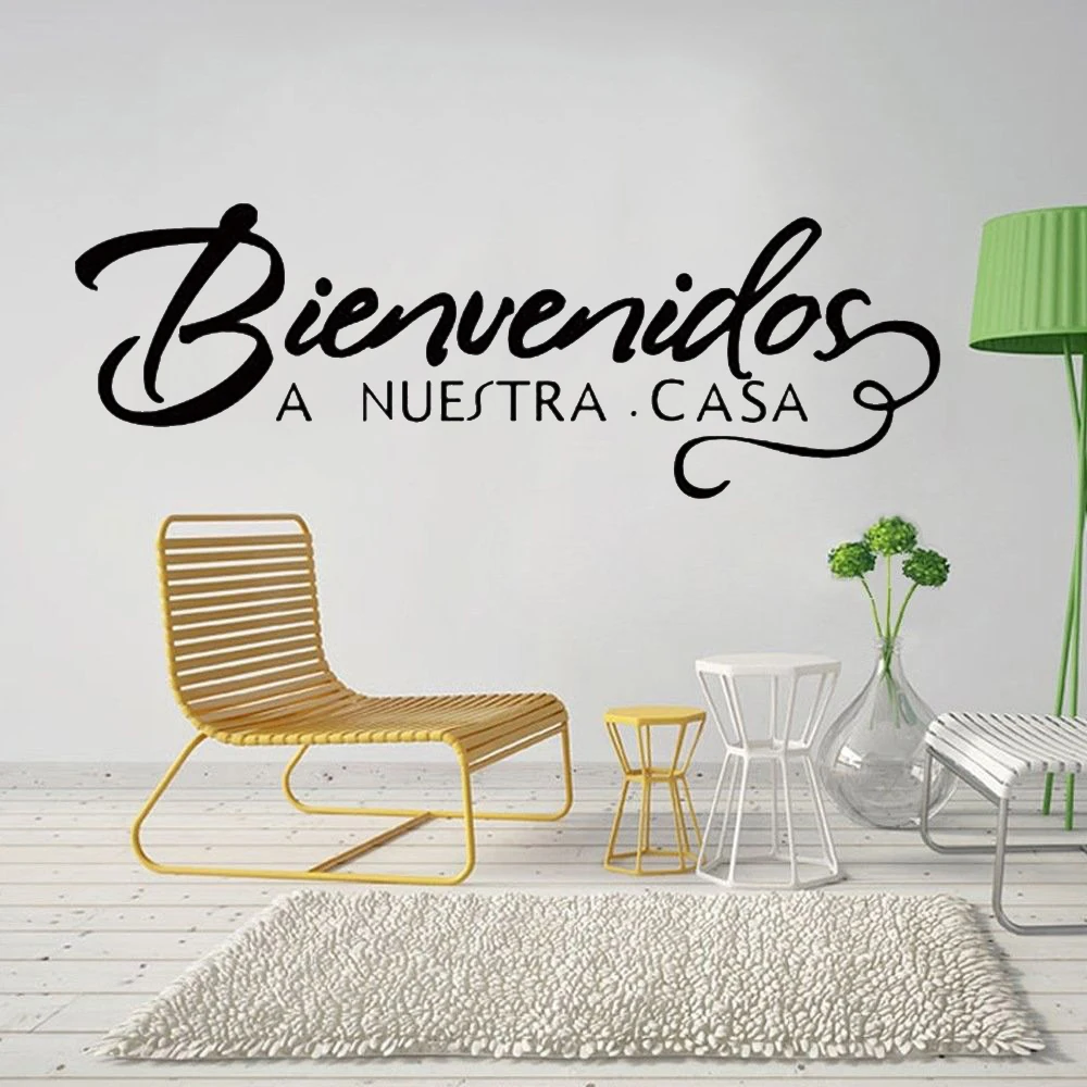 

Wall Sticker For Welcome To Our Spanish Phrase Home Welcome Sign decoration Vinyl Decals Gifts For Our House Art Decor RU408