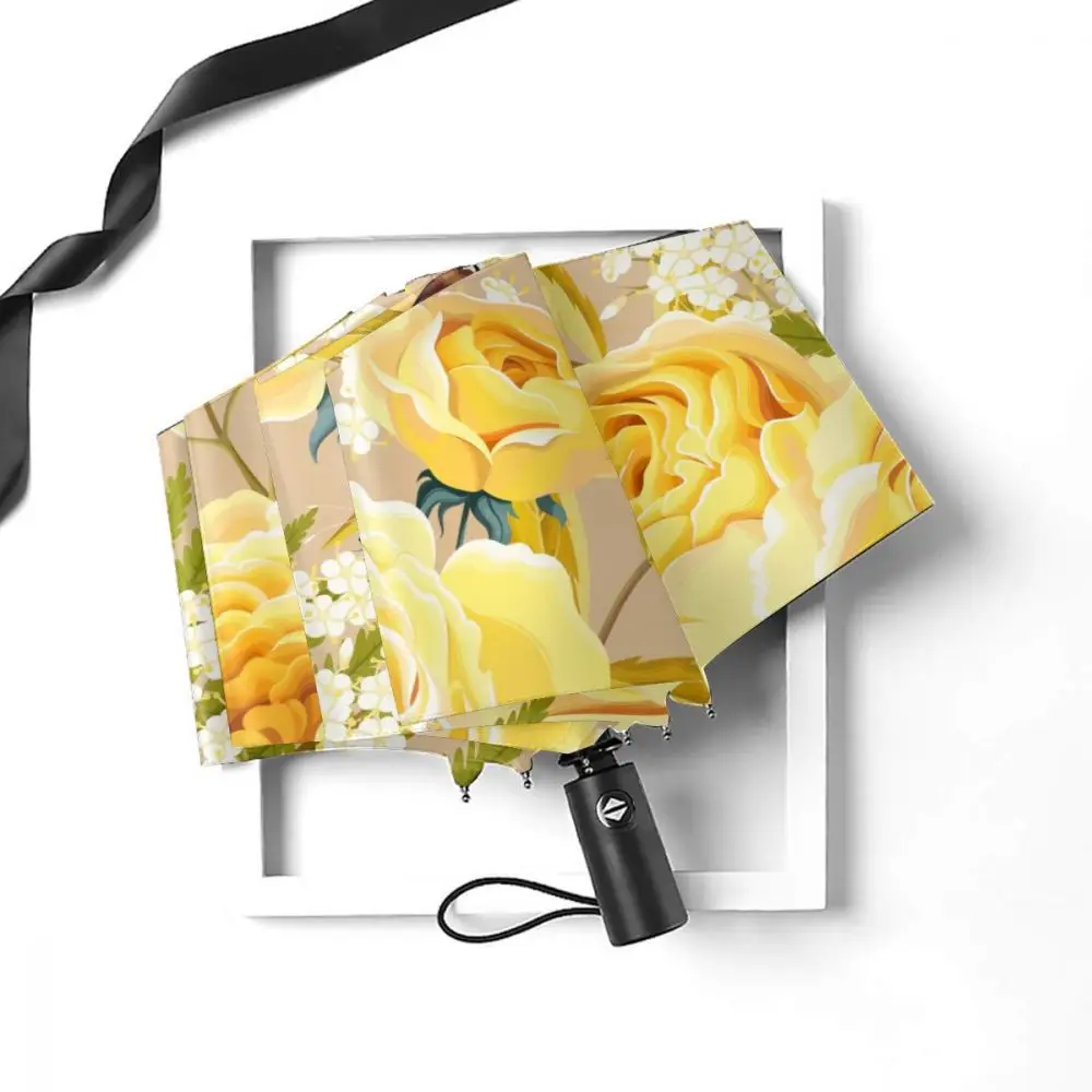 Prezzo Ombrello Automatico Pieghevole Resistente Al Vento Donna Farfalla Automatica Con Fiori Gialli Ombrelli Antivento Pioggia Per Uomo Ombrellone