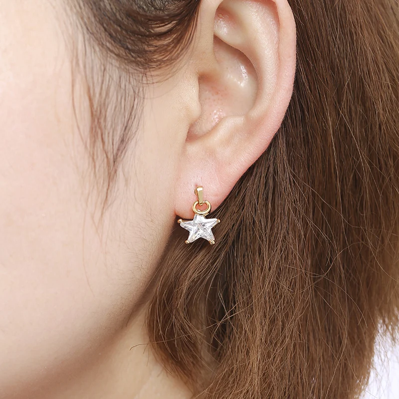 Модные милые/романтичные серьги-гвоздики со звездами из циркония для женщин