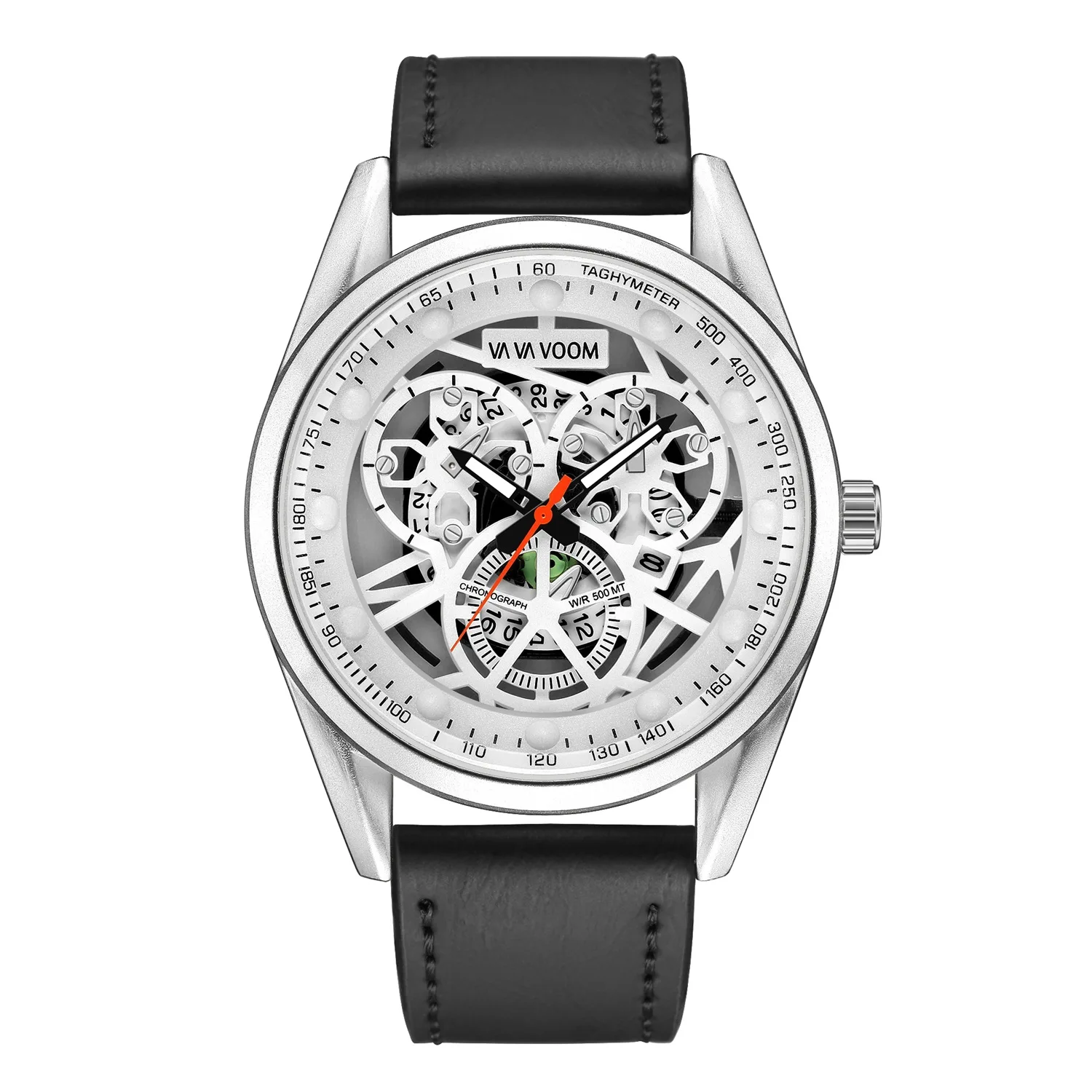 

Anke Store New Mens Quartz Watches Waterproof Fashion Black Outdoor Sports Leisure Hollow Calendar Unique Leather Strap Watch