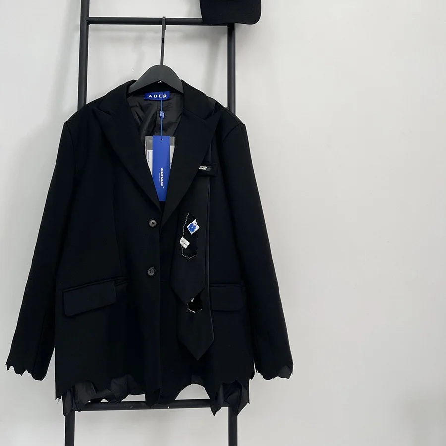 

Ader Error irregular destructive wind Tie Suit Coat men's women's fashion Lapel coat Blazer Suit Slim Fit Best Quality Label Tag