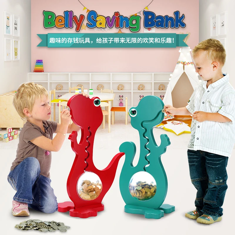 買取 高品質の木製貯金箱,ヨーロッパスタイル,超大容量,恐竜ピギーバンク