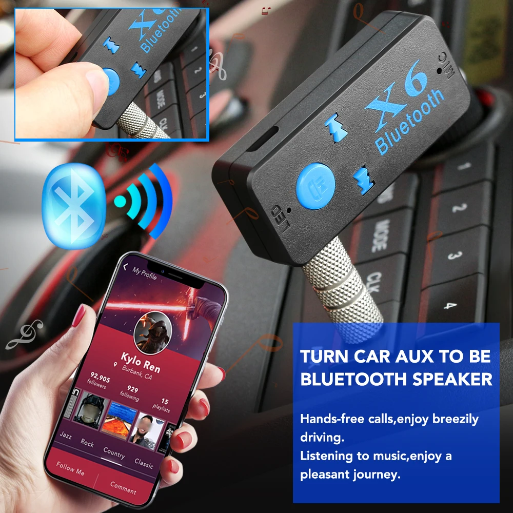 Автомобильный музыкальный ресивер с Bluetooth универсальный аудиоадаптер A2DP 3 5 мм