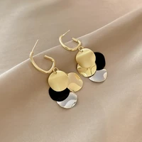 s925 fashion simple circle tassel earrings womens metal sequins alloy pendant earrings jewelry girls