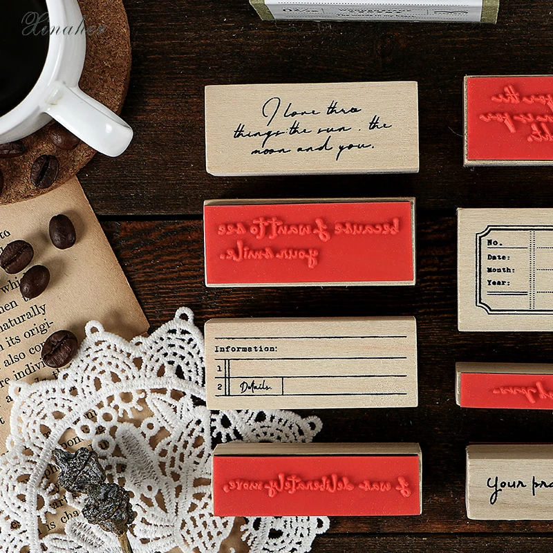 XINAHER 1 комплект старинные английские стихотворения DIY деревянные и резиновые