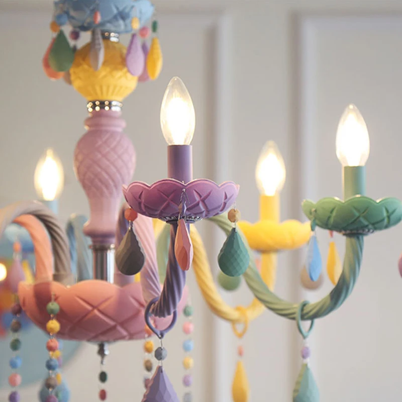 

Crystal Chandelier Children Bedroom light colorful glass living room chandeliers Fantasy Luminaire Stained Glass Lustre