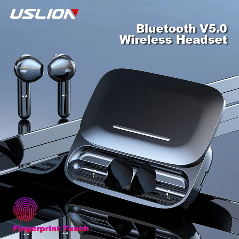 Беспроводные наушники USLION TWS с микрофоном Bluetooth V5.0 зарядное устройство мини